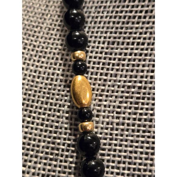 Vintage Ancient Egyptian Heart of Scarab Black & Gold Beaded Pendant Necklace - Picture 7 of 10